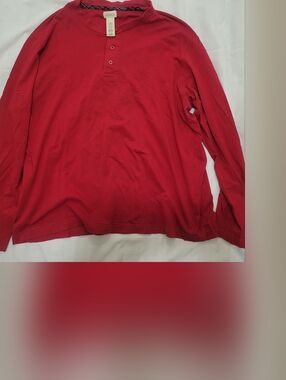 Unknown Brand Men's Red Long-Sleeve Henley Shirt